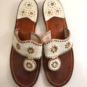 Jack Rogers White & Gold Navajo Sandals